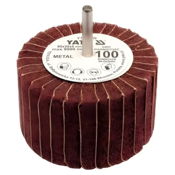 YATO Kotouč lamelový radiální 80x50 / Brusný kotouč / Zrnitost 100 / Průměr stopky 6 mm (YT-83399)