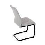 Židle jídelní, světle šedá látka, černé kovové nohy