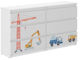 DumDekorace Dětská komoda s motivem nákladních aut 77x30x120 cm