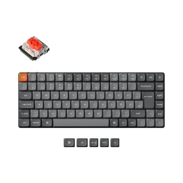 Keychron K3 Max šedá/oranžová / Klávesnice / 75% / Mechanická / Red switch / Hotswap / BT / USB / DE (K3M-H1-DE)