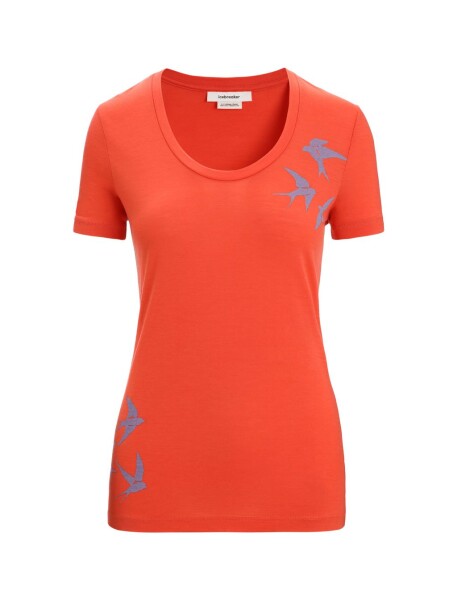 Dámské merino triko krátký rukáv ICEBREAKER Wmns Tech Lite II SS Scoop Tee Swarming Shapes, Vibrant Earth velikost: XS