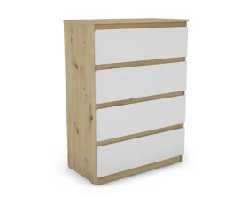 Komoda se 4 zásuvkami Carlos, dub artisan/bílá, 75 cm