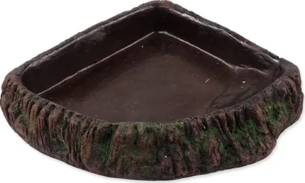 Repti Planet Teraristická miska rohová tmavě hnědá / Miska / pryskyřice / 18,5 × 19 × 4 cm (007-858610)