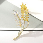 Exkluzivní brož Swarovski Elements Emidia - design pšenice, Zlatá