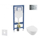 GEBERIT - Duofix Set předstěnové instalace, klozetu a sedátka Villeroy Boch, tlačítka Sigma01, DirectFlush, SoftClose, CeramicPlus, lesklý chrom SANI11CK1108