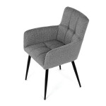 Židle jídelní, světle šedá látka, černý kov