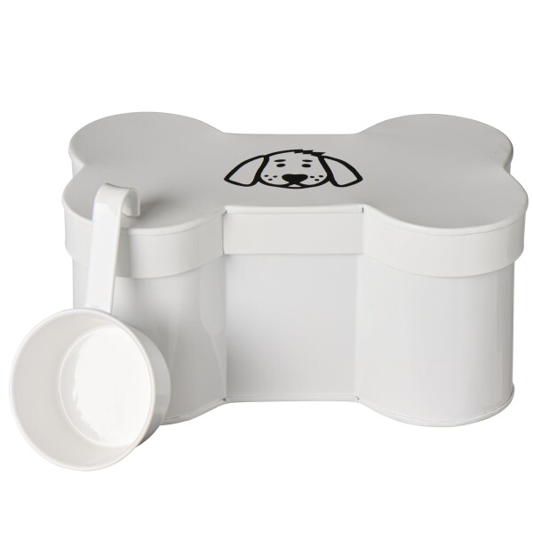 Ib Laursen Plechová dóza na granule Like Bone, bílá barva, kov