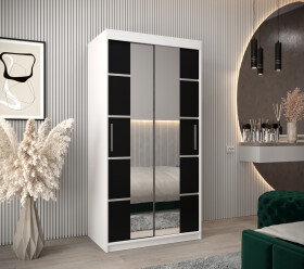 Šatní skříň Abi V4 Barva korpusu: Bílá, Rozměry: 100 cm, Dveře: Černá