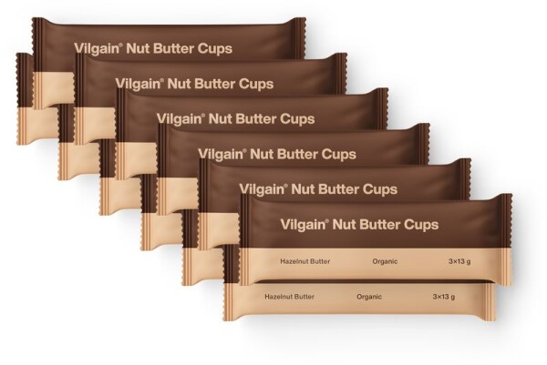 Vilgain Nut Butter Cups BIO – 12× lískooříškové máslo 39 g (3 x 13 g)