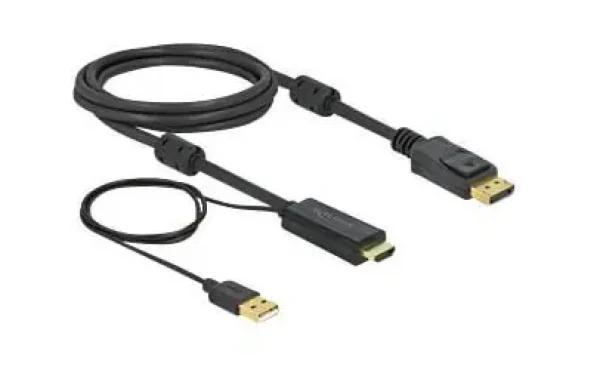 Delock Kabel HDMI (M) - DisplayPort 1.2 (M) 2m černá / aktivní / 4K / 30 Hz (85964)