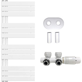 CERANO - Koupelnový radiátorový set Theo - ústřední vytápění - asymetrické připojení 50 mm - 575W - bílá lesklá - 1200x500 mm CER-031859