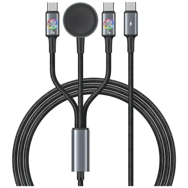 USAMS SJ754 Huan Series tarnish / Nabíjecí kabel 3v1 / USB-C / bezdrátová nabíječka pro Apple Watch / 72W (SJ785USB01)