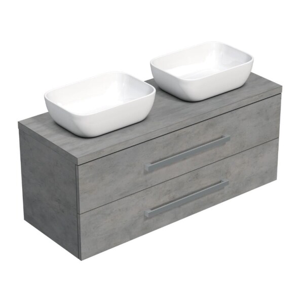 Koupelnová skříňka pod umyvadlo s deskou SAT Cube Way 120x47,5x46 cm beton mat CUBE461203BESAT45 CUBE461203BESAT45