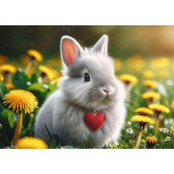 Pohlednice 3D Rabbit Red Heart