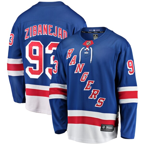 Pánský Dres New York Rangers #93 Mika Zibanejad Fanatics Branded Breakaway Home Velikost: