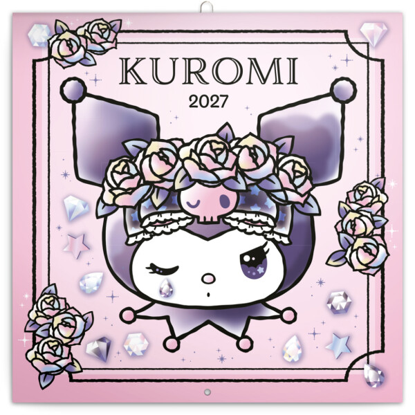Nástěnný kalendář poznámkový 2027 Notique Kuromi, 30 x 30 cm