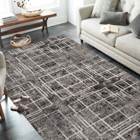 DumDekorace Kvalitní šedý koberec motivem čtverců cm
