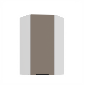 Horní rohová skříňka Aria 60x60 GN-108 1F (45°) Barva korpusu: Bílá, Barva dvířek: TA - Sandgrau AFM