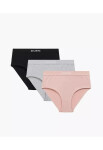 Dámské kalhotky 3PACK Maxi Sport 3CLP-009 Černá/šedá/pudr růžová - Atlantic Mix barev S