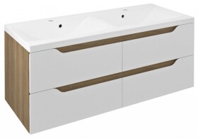 SAPHO - WAVE dvojumyvadlová skříňka 119,7x50x47,8cm, bílá/dub cuneo WA120-3025