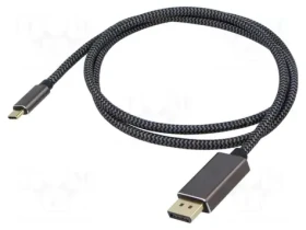 Goobay 75708 USB-C - DisplayPort černá/stříbrná / Kabel / DP Alt Mode / 4K 60Hz / 2 m / textilní (75708)