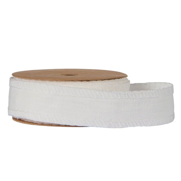 Ib Laursen Lněná stuha Herbal Off White – 5 m, bílá barva, textil
