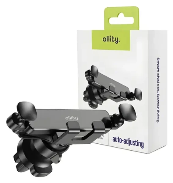 Allity ACH-100 černá / Držák do auta / do ventilační mřížky / gravitační uchycení / otočný 360° (GSM186412)