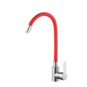 VELAZO - Kuchyňská baterie s flexibilním výtokem červená/ ocel VELAZ8105SR