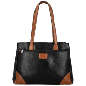 Trendy dámská koženková kabelka na rameno Remiga, černá-hnědá