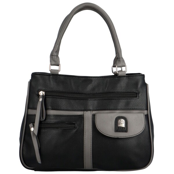 Trendy dámská koženková kabelka do ruky Regina, černo-šedá