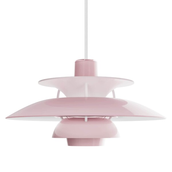 Louis Poulsen Závěsná lampa PH 5 Ø320 Opal Pale Rose, růžová barva, plast