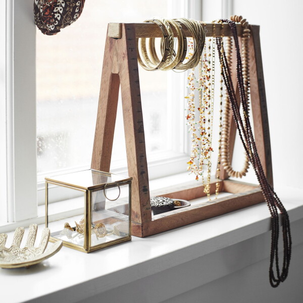 MADAM STOLTZ Stojánek na šperky Recycled Wood Větší, přírodní barva, dřevo