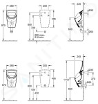 VILLEROY & BOCH - O.novo Odsávací pisoár Compact pro poklop, zadní odpad, s cílovým objektem, alpská bílá 75570601