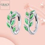 Stříbrné květinové náušnice Lian, stříbro 925/1000, Zelená