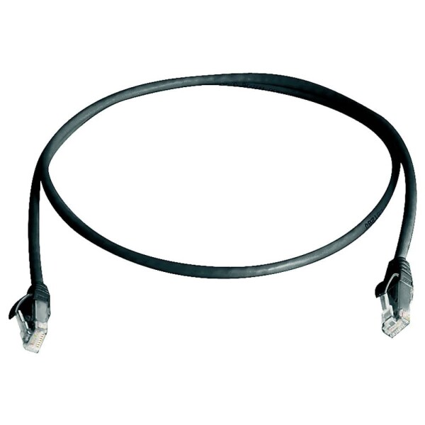 Telegärtner 100009086 RJ45 síťové kabely, propojovací kabely CAT 5e 10.0 m černá samozhášecí, S průchodkou chránící proti zlomení 1 ks