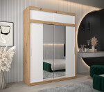 Šatní skříň Abi T1 s nástavcem Barva korpusu: Bílá, Rozměry: 250 cm, Dveře: Dub artisan