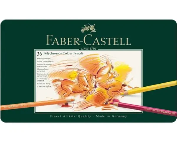 Faber-Castell Polychromos - Pastelky šestihranné - 36 ks / umělecké / voděodolné / plechová krabička (110036)