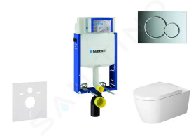 GEBERIT - Kombifix Modul pro závěsné WC s tlačítkem Sigma01, lesklý chrom + Duravit ME by Starck - WC a sedátko, Rimless, SoftClose 110.302.00.5 NM2