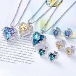 Náušnice Swarovski Elements Angel Wings - andělská křídla, Modrá