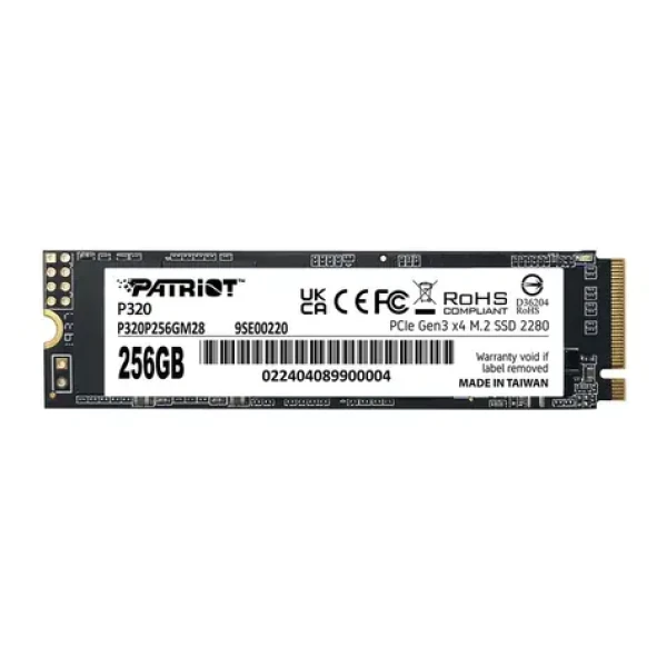 PATRIOT P320 256GB / SSD / M.2 2280 / PCIe Gen3 x4 / Heatsink / R: 2200MBps / W: 1200MBPs / 5y (P320P256GM28)