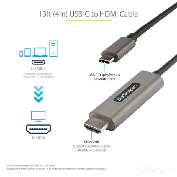 StarTech kabel USB-C na HDMI černá / Kabel / 4K 60Hz / HDR / 4 m (CDP2HDMM4MH)
