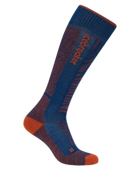Pánské merino lyžařské ponožky ICEBREAKER Mens Ski+ Medium OTC Mountain Contour, Atlantis/Agate/Fervid velikost: 42-44 (M)