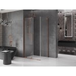 MEXEN/S - Velar L sprchový kout, posuvné dveře 90 x 110, transparent, růžové zlato 871-090-110-03-60