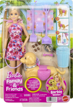 Barbie panenka s pejskem na procházce - Mattel Barbie