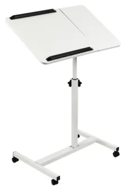 Maclean MC-121 W bílá / Mobilní stůl pro notebook / výškově nastavitelný / náklon / kolečka / nosnost 30 kg (MC-121 W)