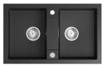 SAPHO - Granitový dvojdřez, 78x48cm, černá GR2224