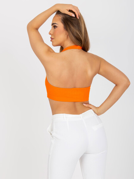 Základní oranžový crop top žebrované bavlny RUE PARIS