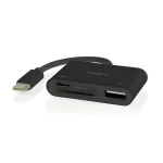 Nedis CCGB64780BK01 černá / USB-C hub / 4 porty / USB-A + USB-C / SD microSD čtečka / USB 2.0 (CCGB64780BK01)