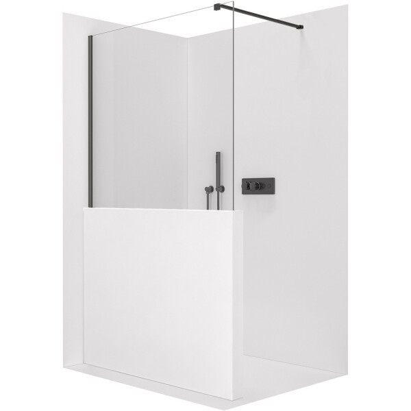 CERANO Sprchová zástěna Walk-in Onyx Half Cube L/P - 8 mm - hranatá vzpěra - černá matná, transparentní sklo - 120x100 cm