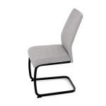 Židle jídelní, světle šedá látka, černé kovové nohy